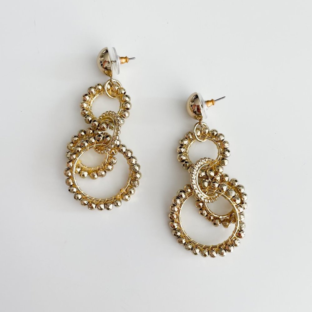 J. Crew Factory Beaded Interlocking Hoop Earrings (Gold Multi)